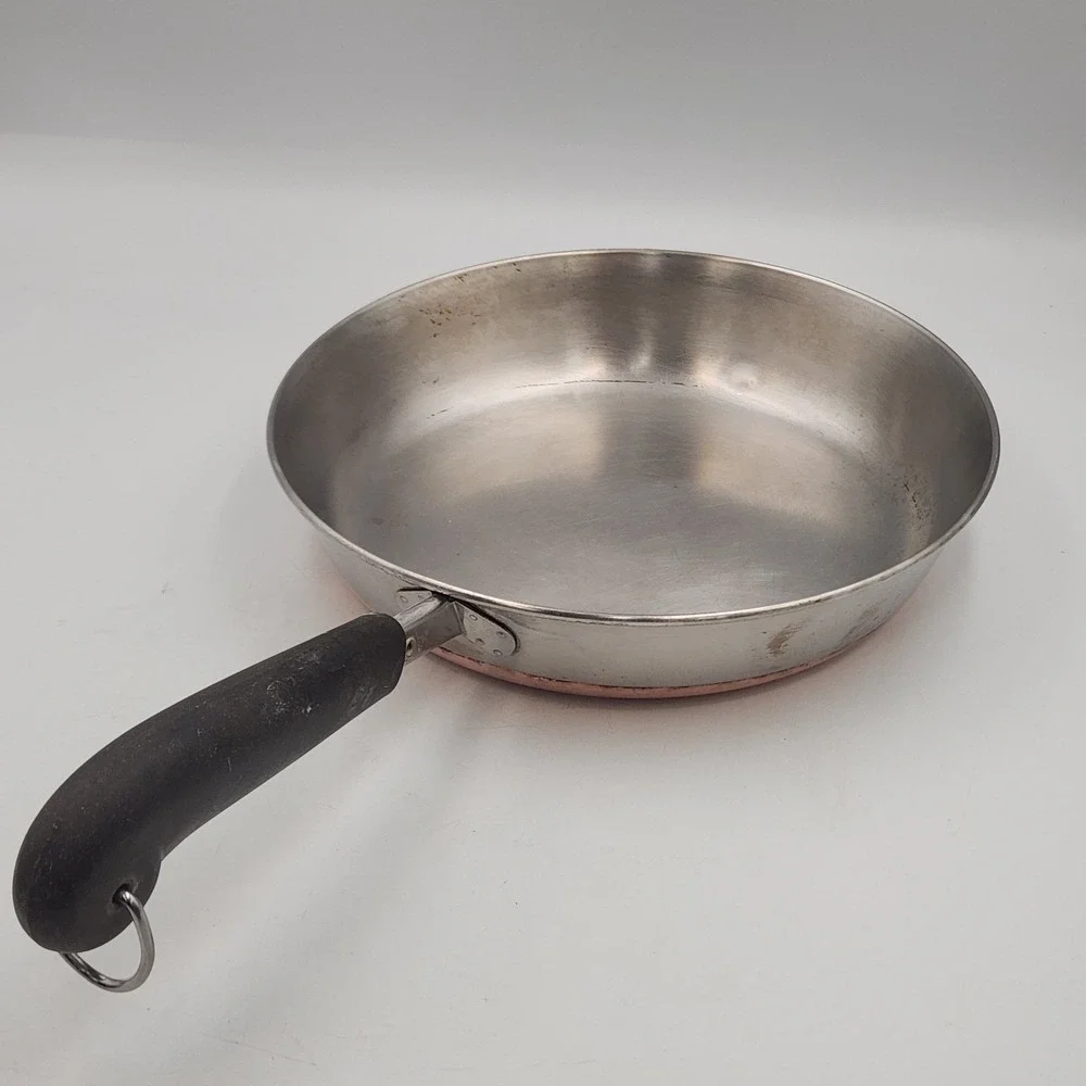 Vintage Revere Ware Fry Pan 9 Inch Copper Stainless Steel Skillet Clinton IL USA